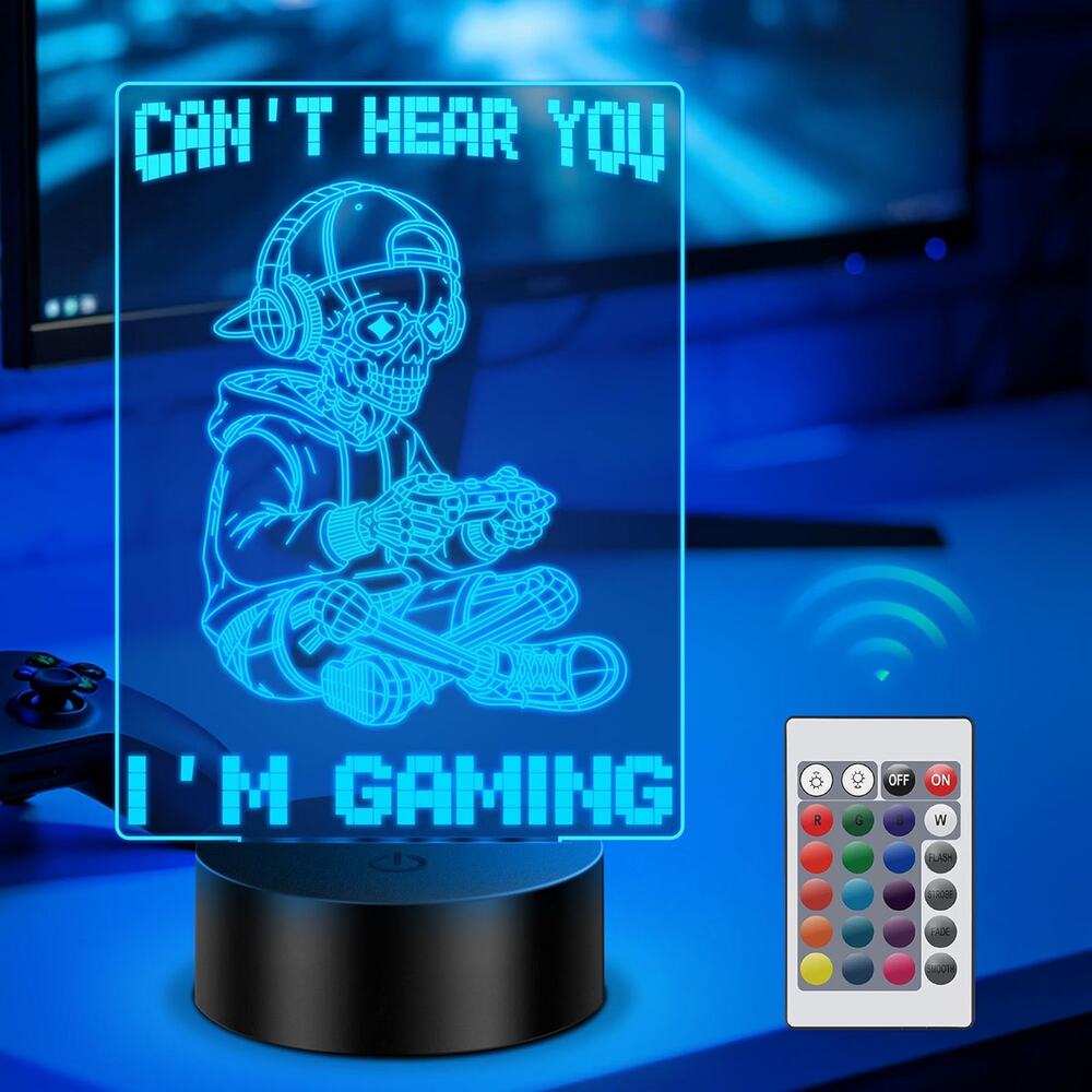 Polemera Can't Hear You I'm Gaming 3D Illusion Lamp 16 Color Remote New